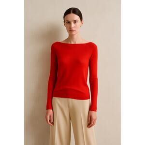 ETRO Fine-Gauge Red Coral Boat Neck Lightweight Cashmere Sweater 6 Jumper 42